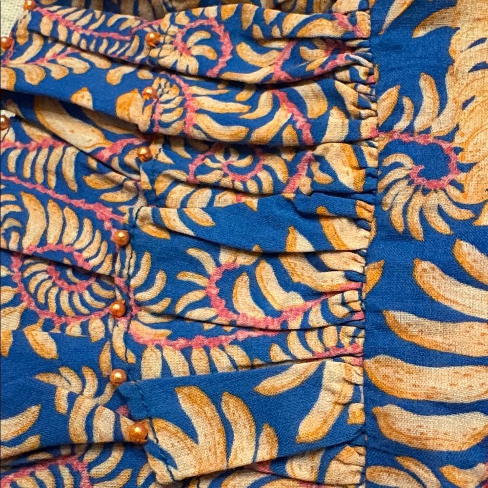 FARM Rio for Anthropologie NWT Flutter Sleeve Top Blouse in Blue Flora Size XS - Picture 6 of 7
